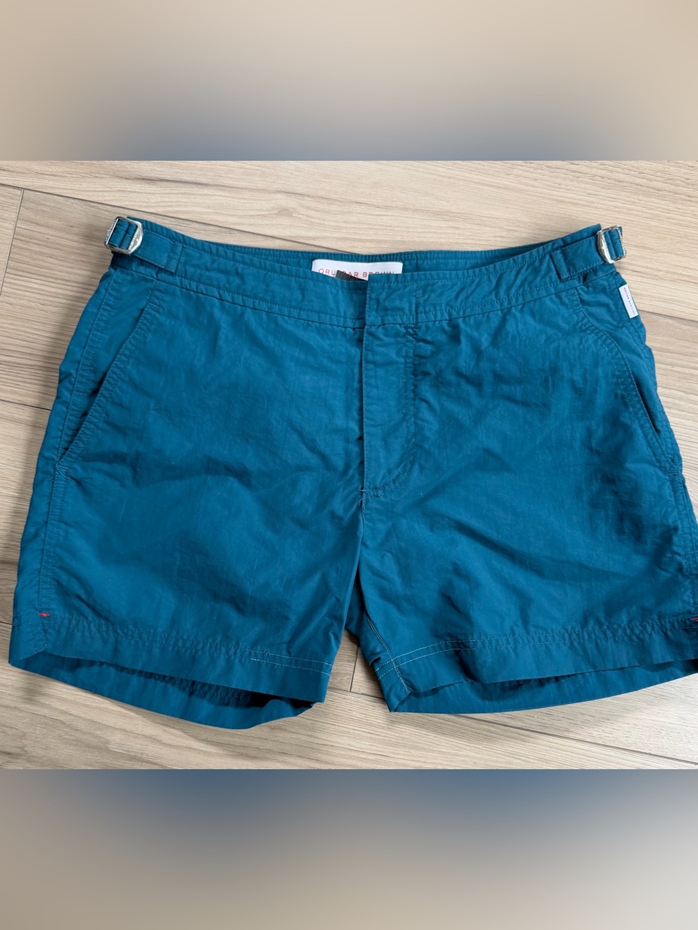 Orlebar Brown Classic Setter Men's Lined Shorts Aqua Teal Adjustable Buckle 28